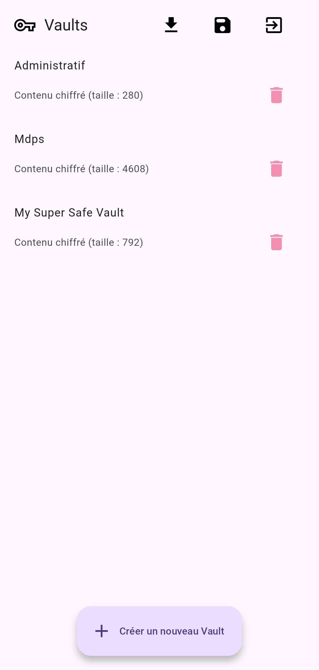 V4ult home screenshot